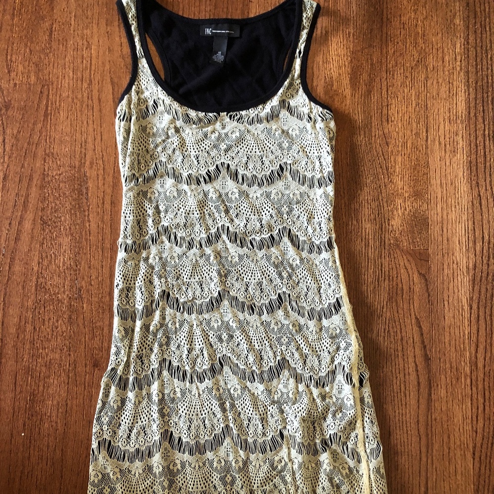 Black and White Lace Tank Top Dress- Size XS